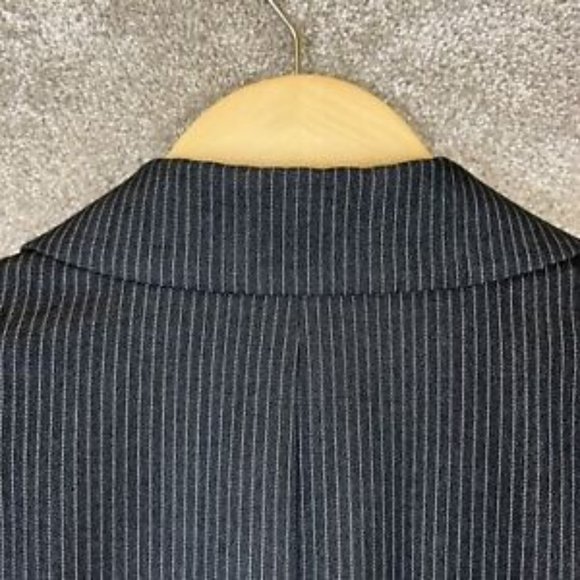 Tahari Arthur S Levine Jacket Womens 12 Gray Stripe Button Polyester Blend-6583 - Picture 9 of 13